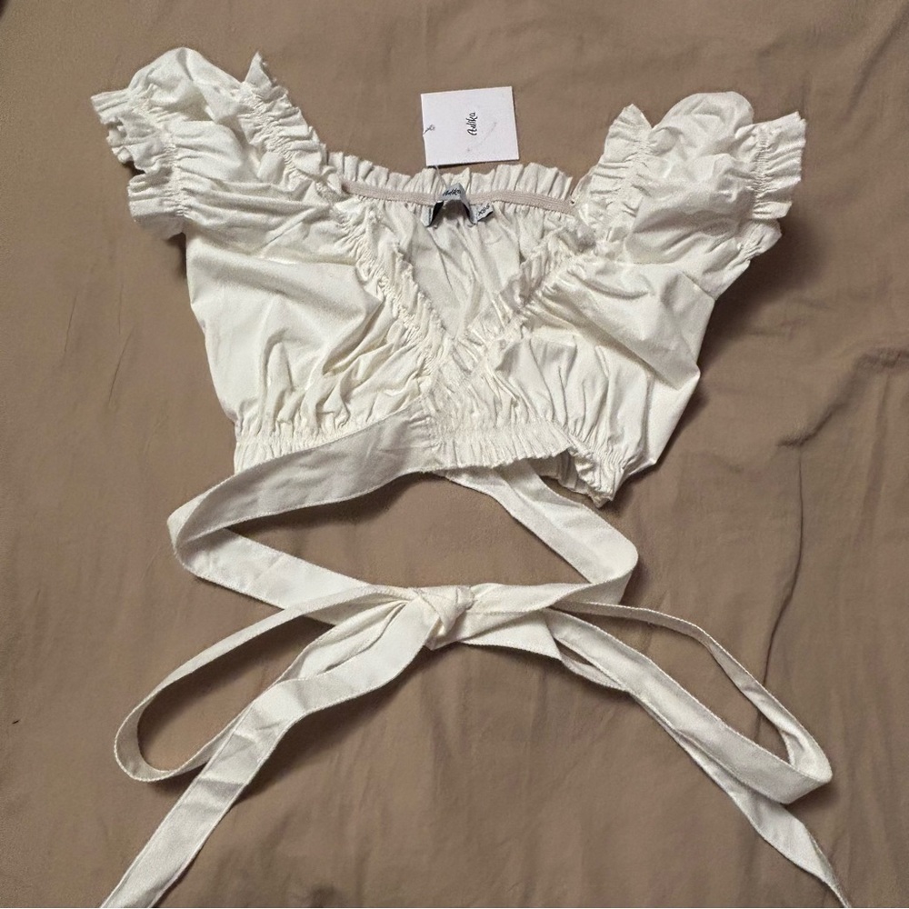 Adika Cream Ruffle Wrap Blouse